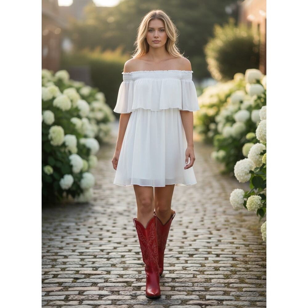 NEW Wrangler off shoulder white dress size medium - Picture 9 of 9